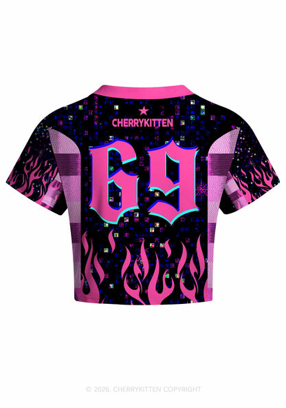 Hot Girls Listen To Dubstep Y2K Crop Football Jersey Shirts Cherrykitten