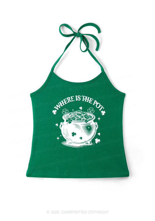 Where Is The Pot St Patricks Y2K Halter Neck Cami Cherrykitten