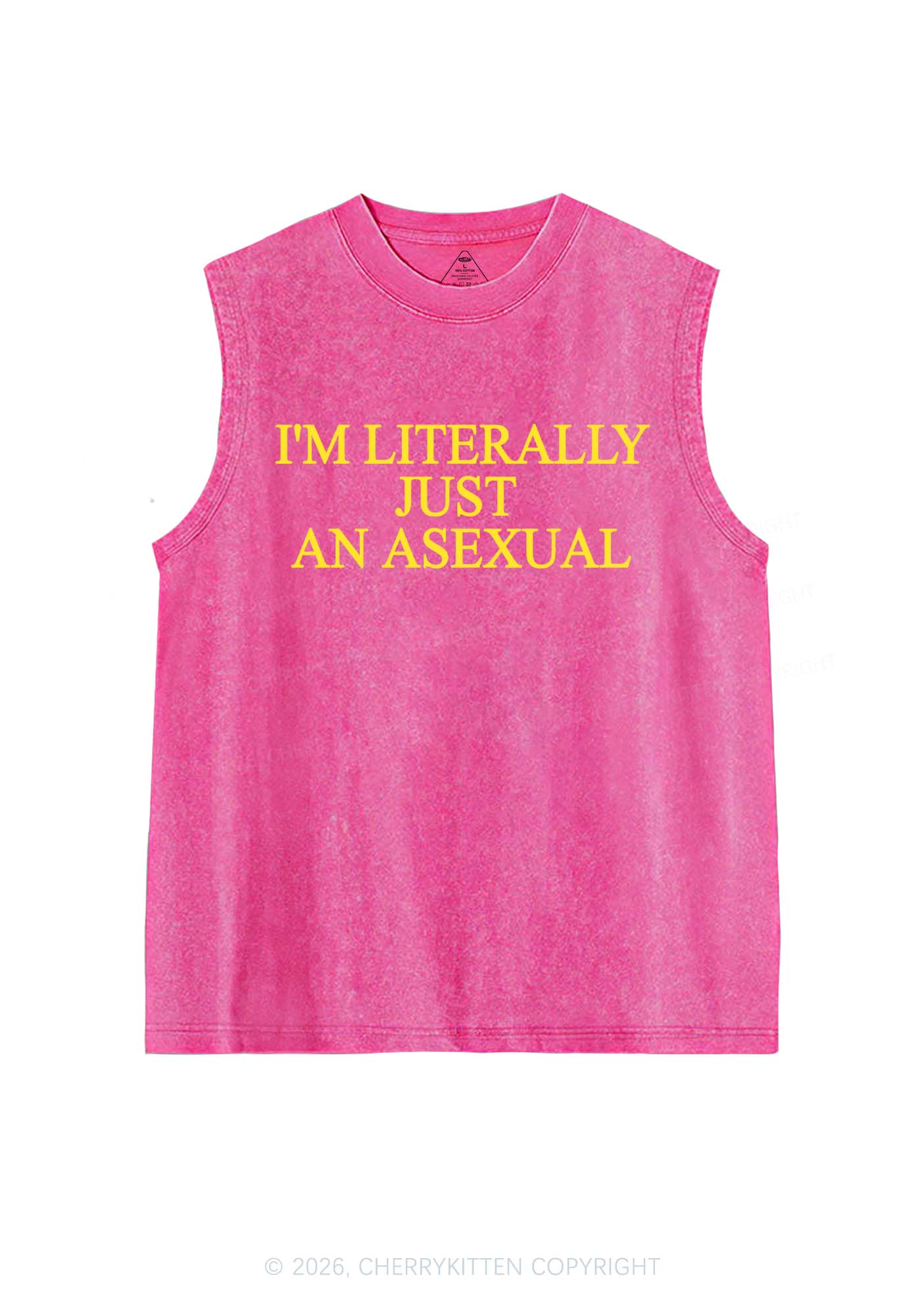 Im Literally Just An Asexual Pride Y2K Washed Muscle Tank Cherrykitten