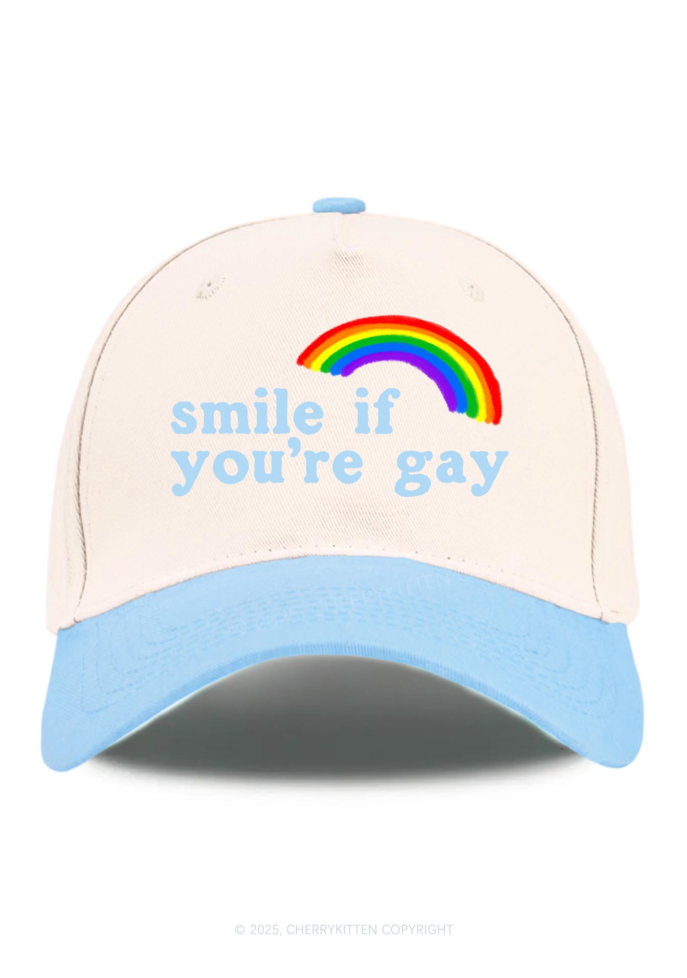 Rainbow Smile If You're Gay Pride Y2K Color Block Baseball Cap Cherrykitten