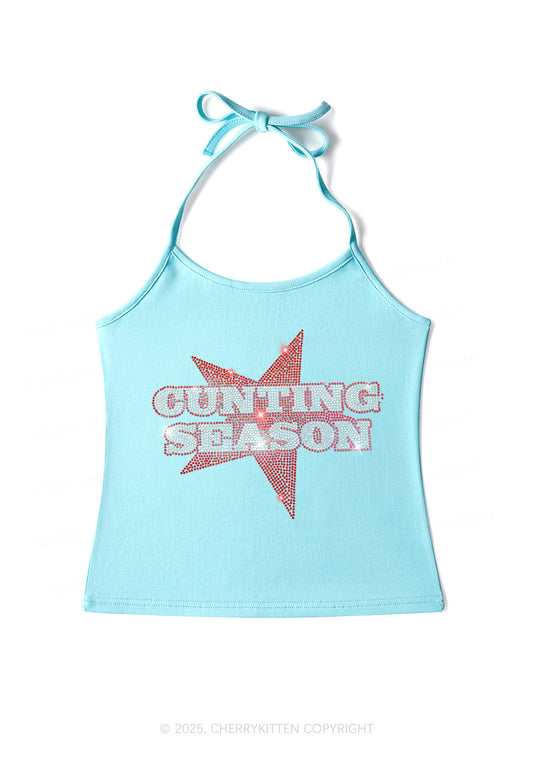 Rhinestone Cxxting Season Y2K Halter Neck Cami Cherrykitten