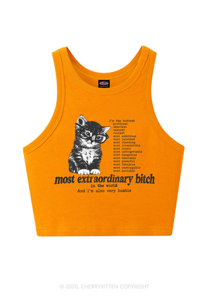 Most Extraordinary Bxxch Cat Y2K Crop Tank Top Cherrykitten