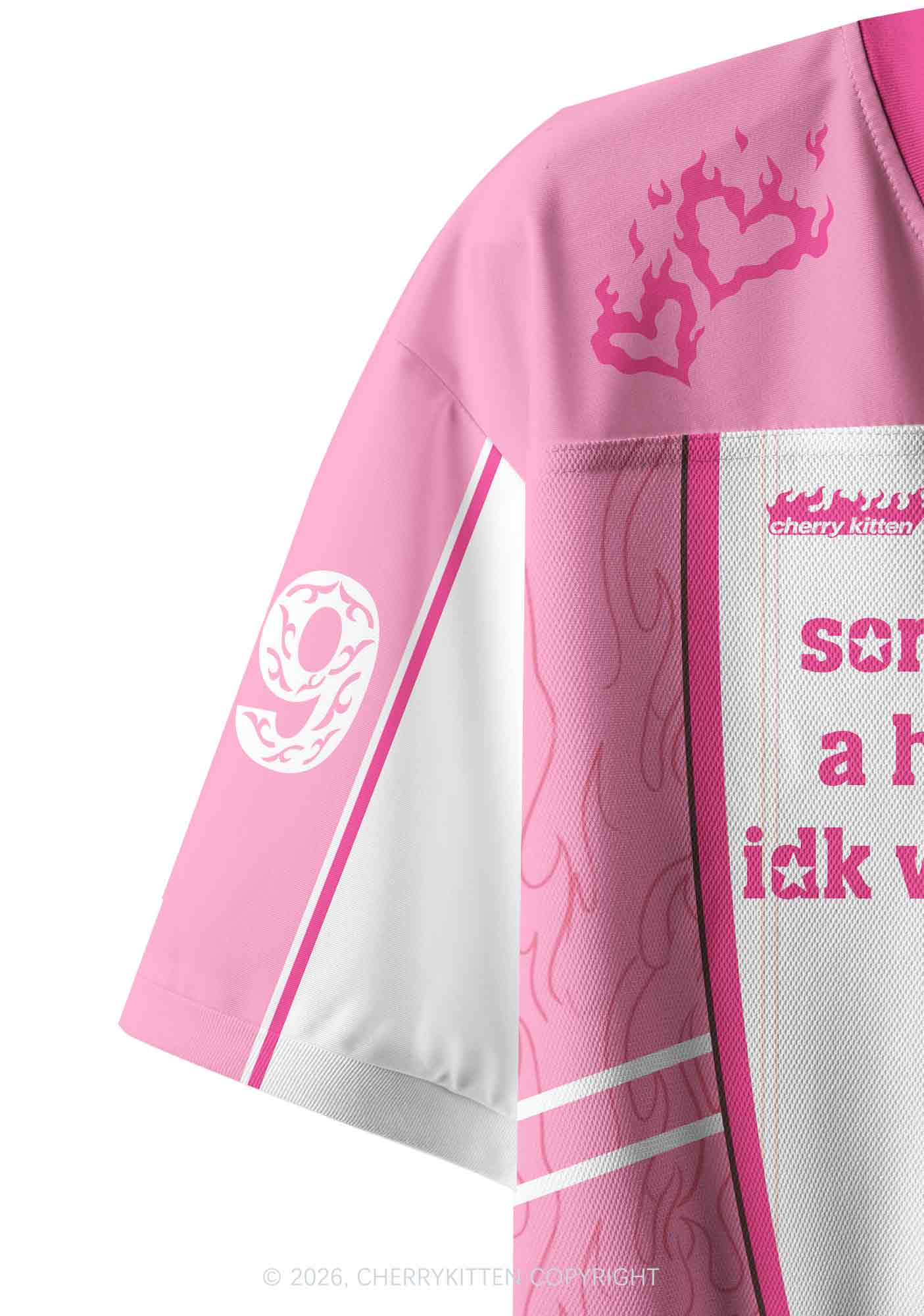 Pink Sorry For Being Hot Lesbian Pride Y2K Crop Sport Jersey Shirts Cherrykitten