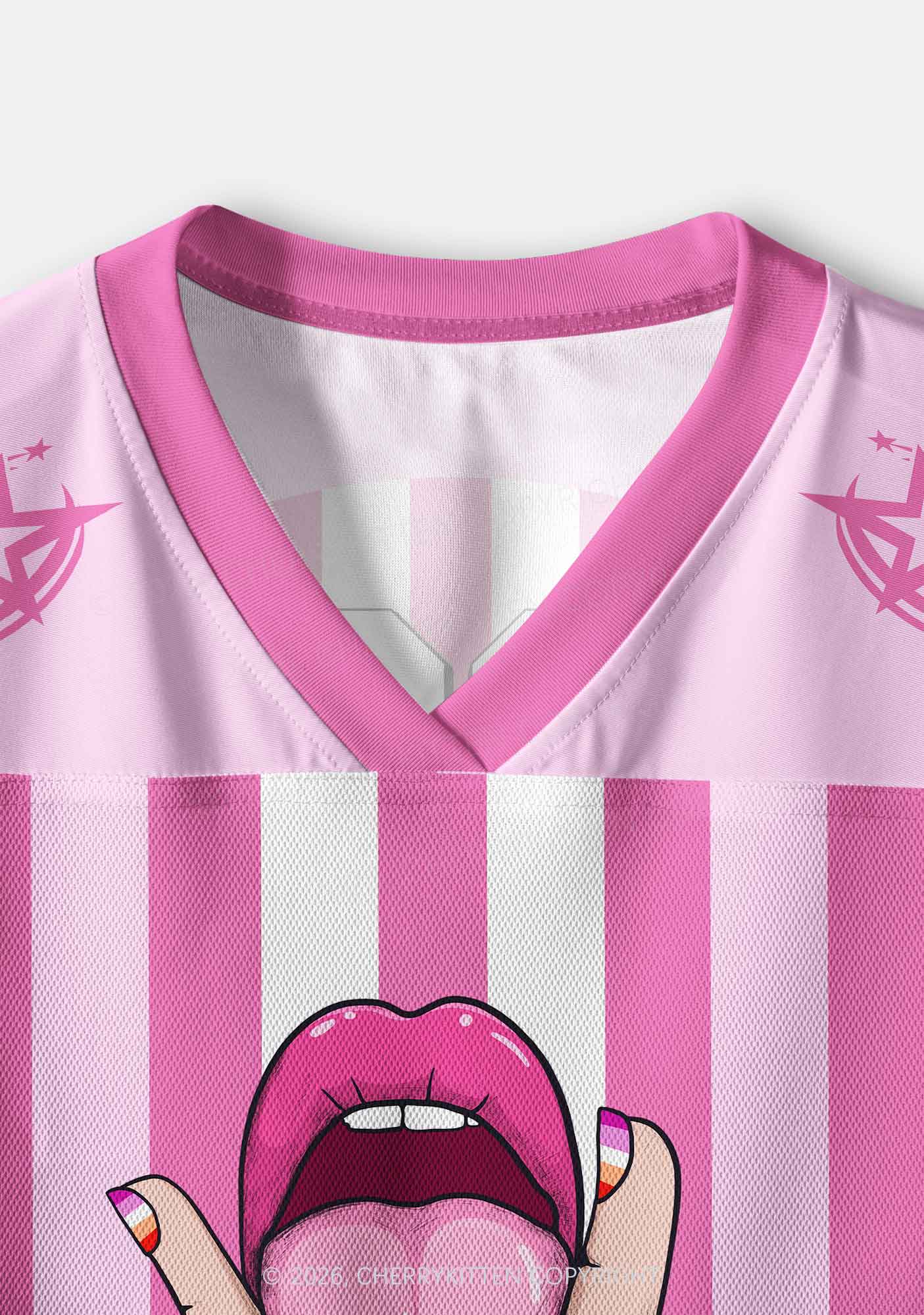 Lesbian Nails Lips Pride Y2K Crop Sport Jersey Shirts Cherrykitten