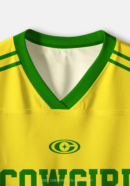 Yellow Cowgirl Wrangler Pride Y2K Crop Sport Jersey Shirts Cherrykitten