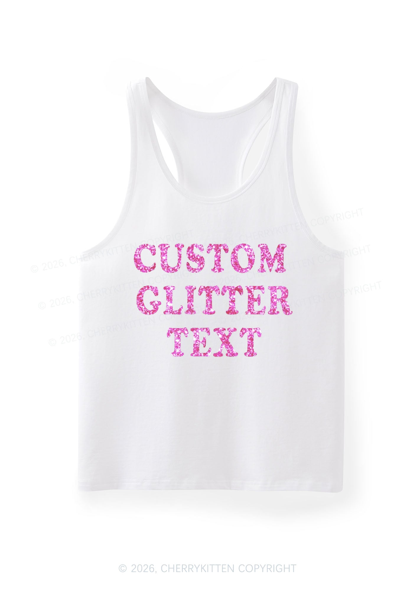 Custom Text Glitter Y2K Men Racerback Tank Top Cherrykitten