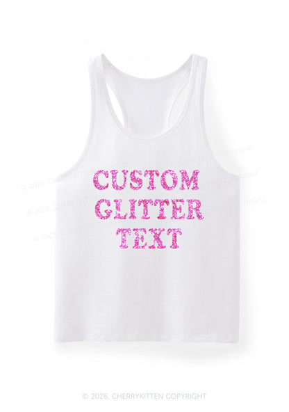 Custom Text Glitter Y2K Men Racerback Tank Top Cherrykitten
