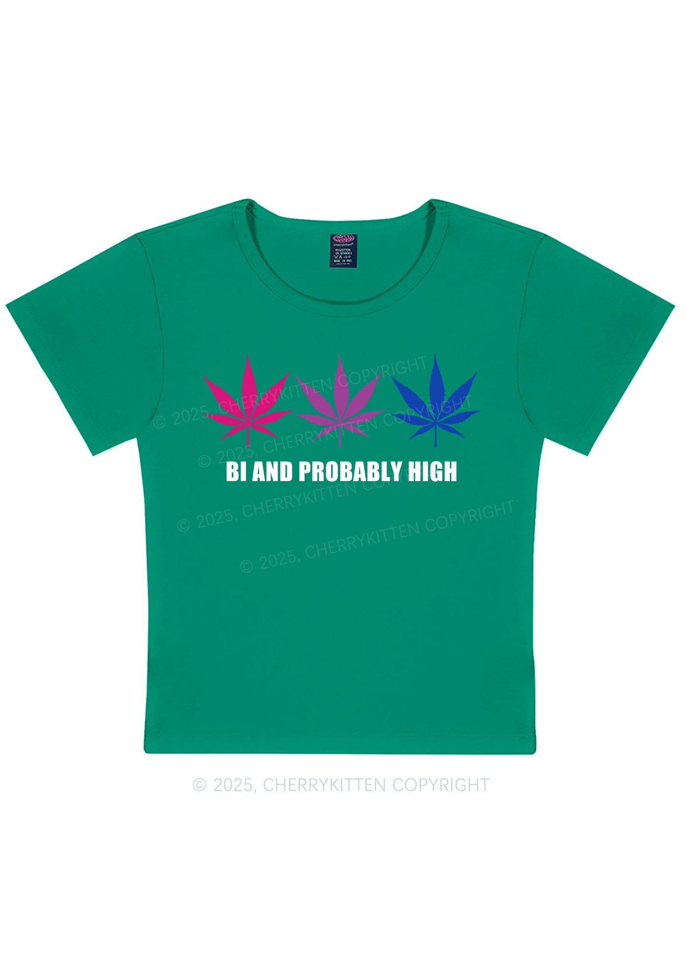 Bi Probably High Pride Y2K Baby Tee Cherrykitten