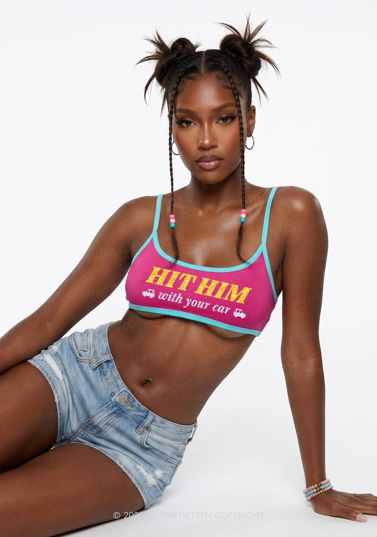 Glitter Hit Him Y2K Super Crop Cami Cherrykitten
