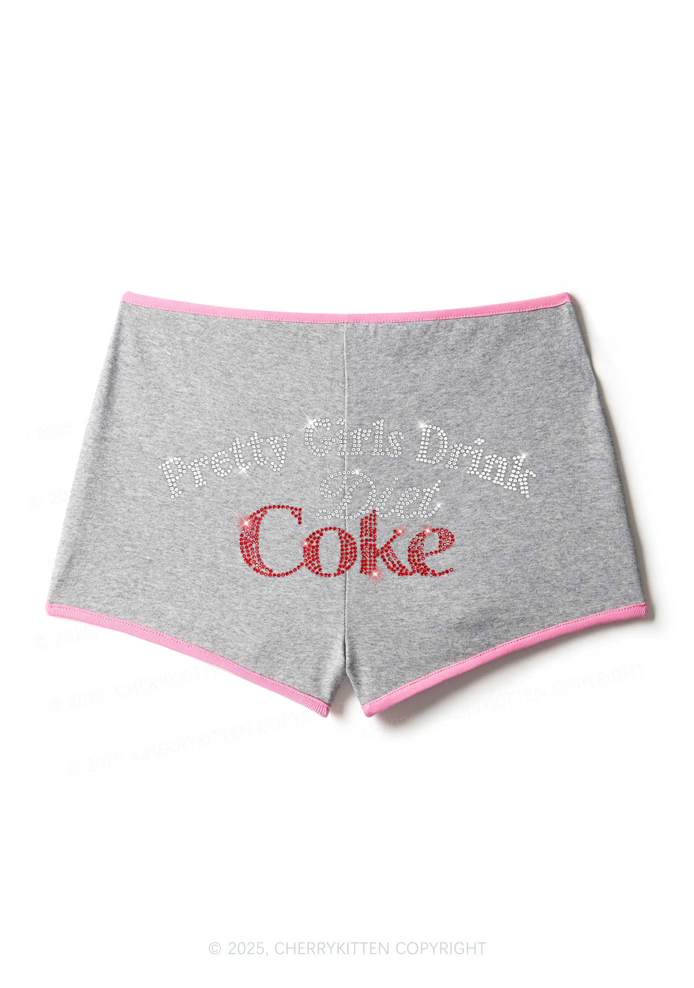 Rhinestone Pretty Girls Drink Diet Coke Y2K Booty Shorts Cherrykitten