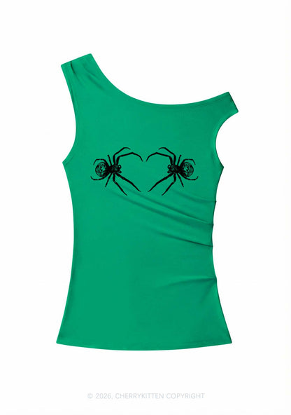 Skull Spider Y2K Off Shoulder Tank Top Cherrykitten