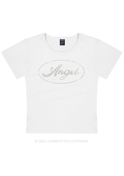Rhinestone Angel Y2K Baby Tee Cherrykitten