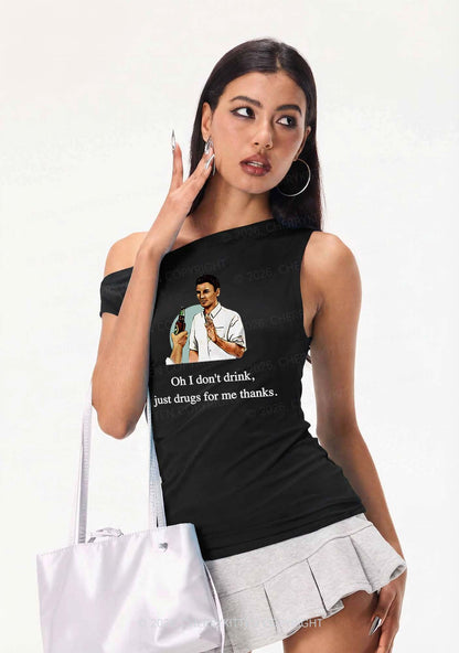 Oh I Dont Drink Y2K Off Shoulder Tank Top Cherrykitten