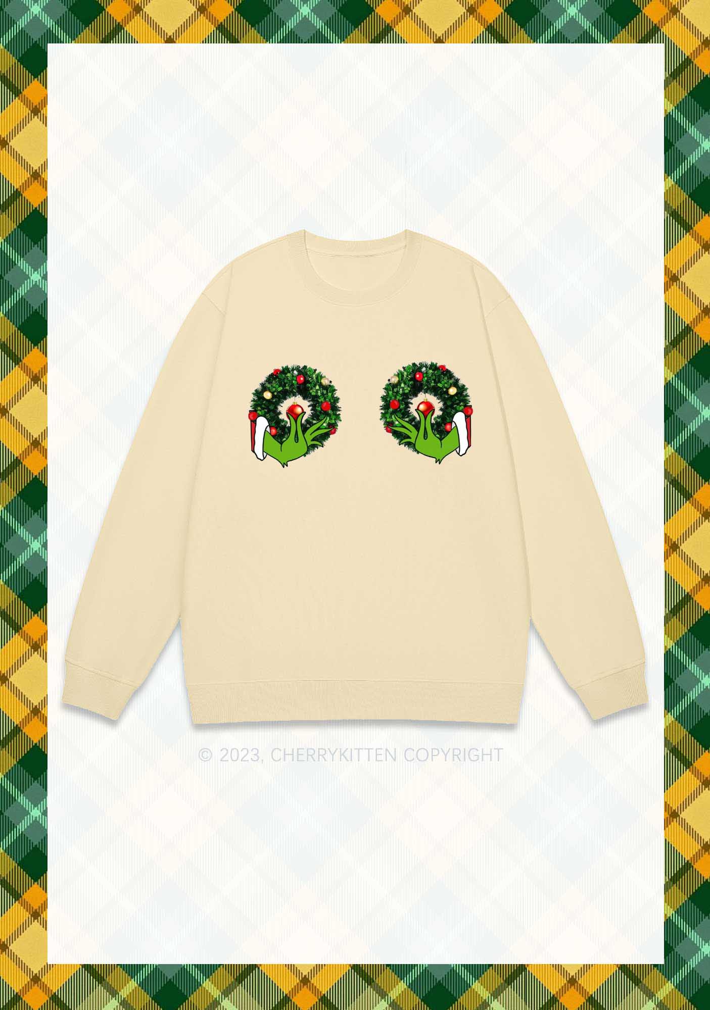 Christmas Wreath Y2K Sweatshirt Cherrykitten