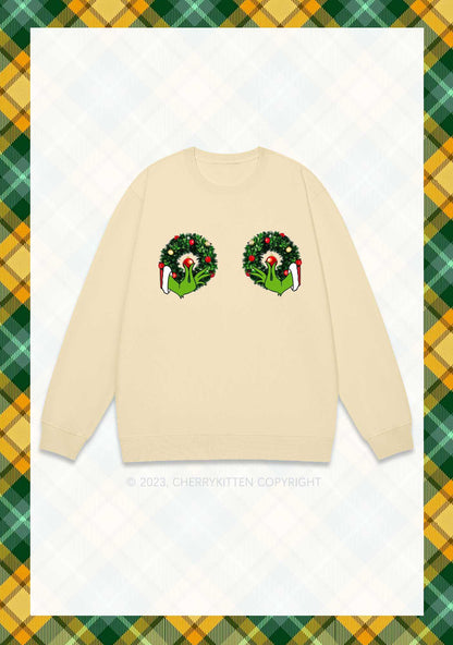 Christmas Wreath Y2K Sweatshirt Cherrykitten