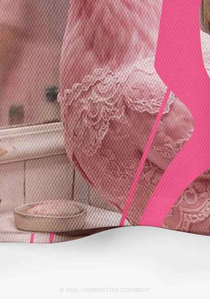 Pink Lace Chicken Y2K Crop Sport Jersey Shirts Cherrykitten