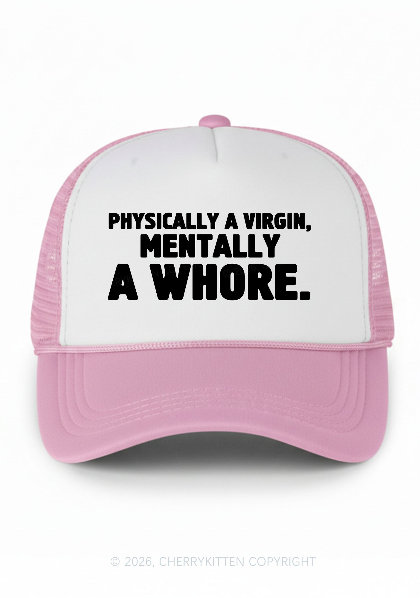 Mentally A Hore Y2K Colorblock Trucker Hat Cherrykitten