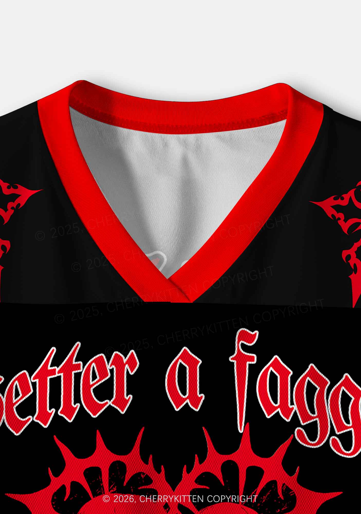 Red Better A Faggot Than A Fascist Pride Y2K Crop Sport Jersey Shirts Cherrykitten