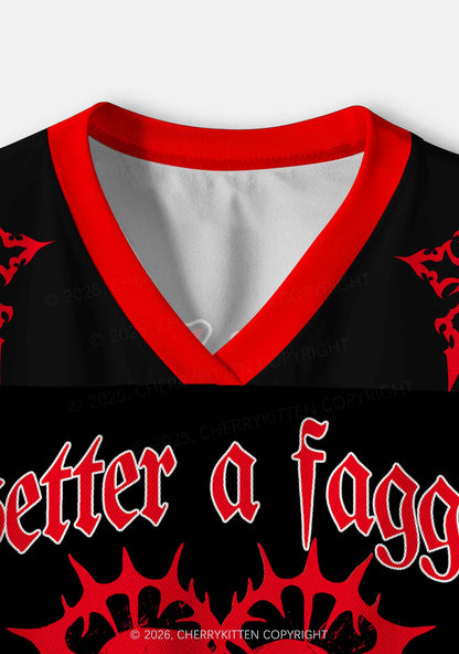 Red Better A Faggot Than A Fascist Pride Y2K Crop Sport Jersey Shirts Cherrykitten