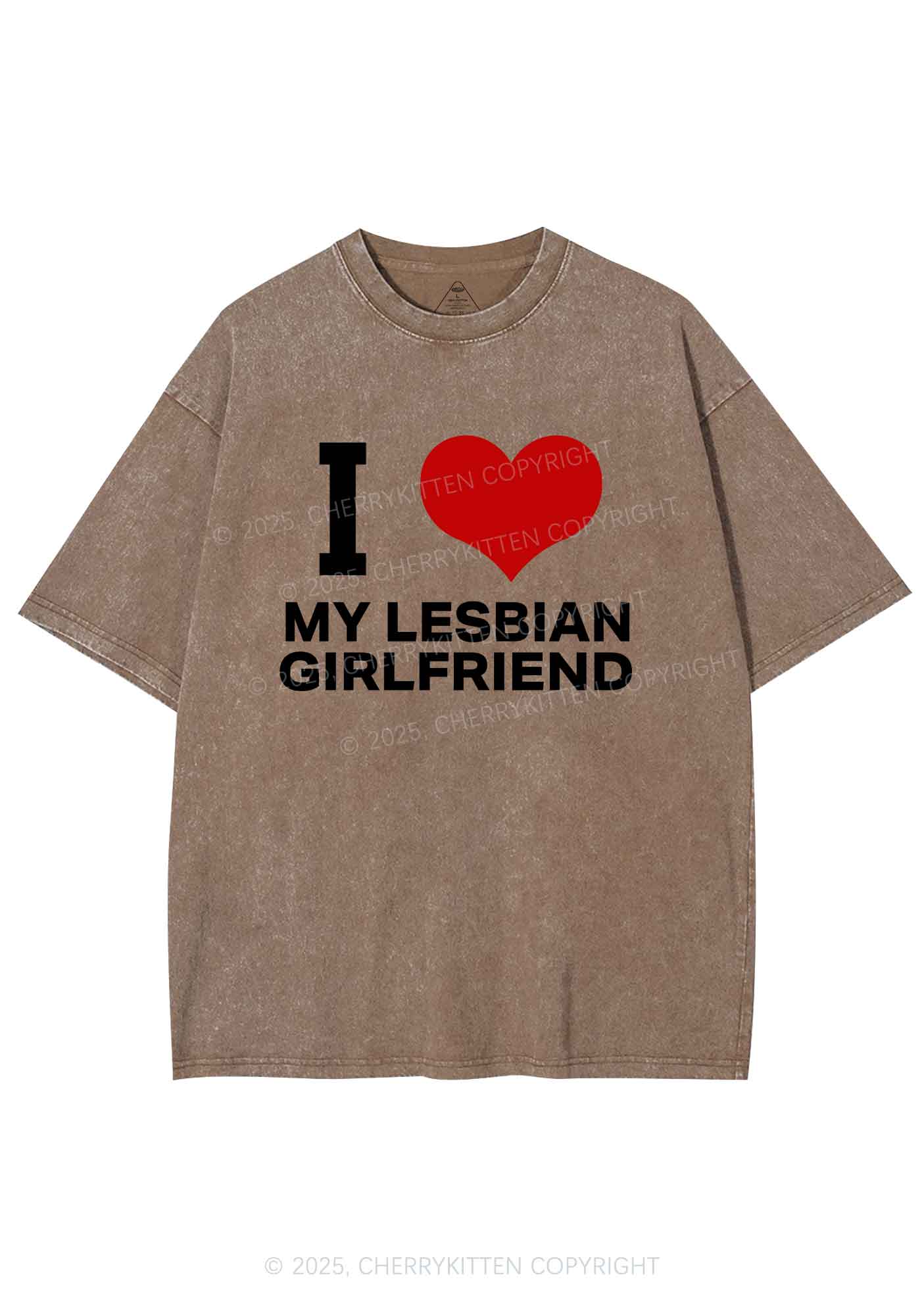 I Love My Lesbian GF Y2K Shirts Washed Tee Cherrykitten