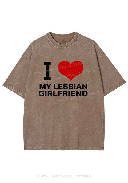 I Love My Lesbian GF Y2K Shirts Washed Tee Cherrykitten