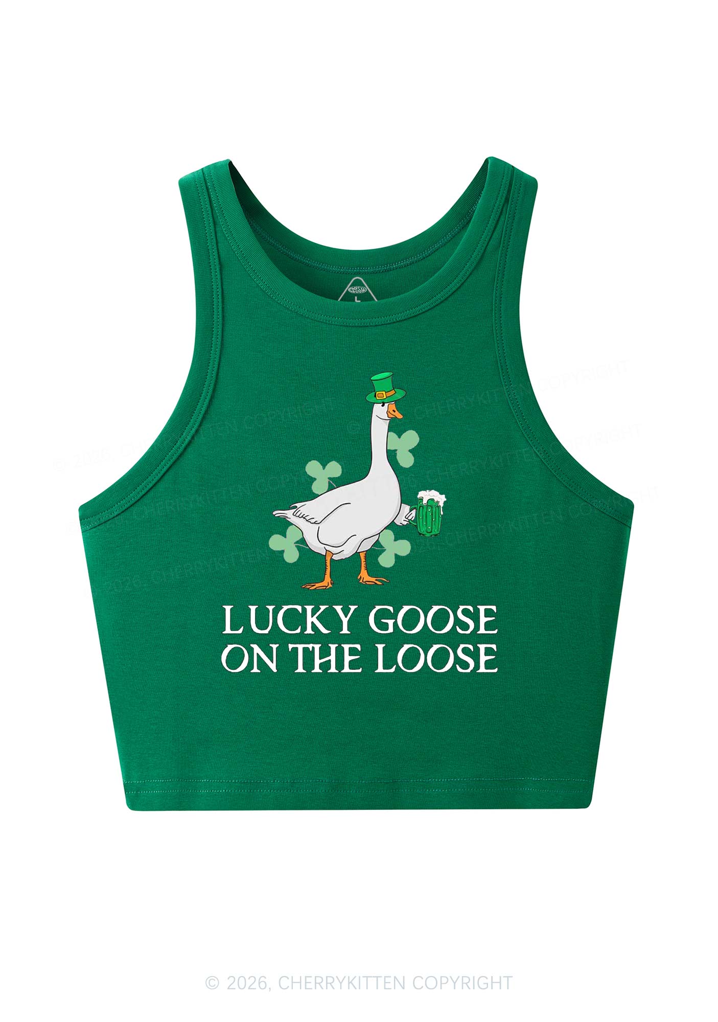 Lucky Goose On The Loose St Patricks Y2K Crop Tank Top Cherrykitten