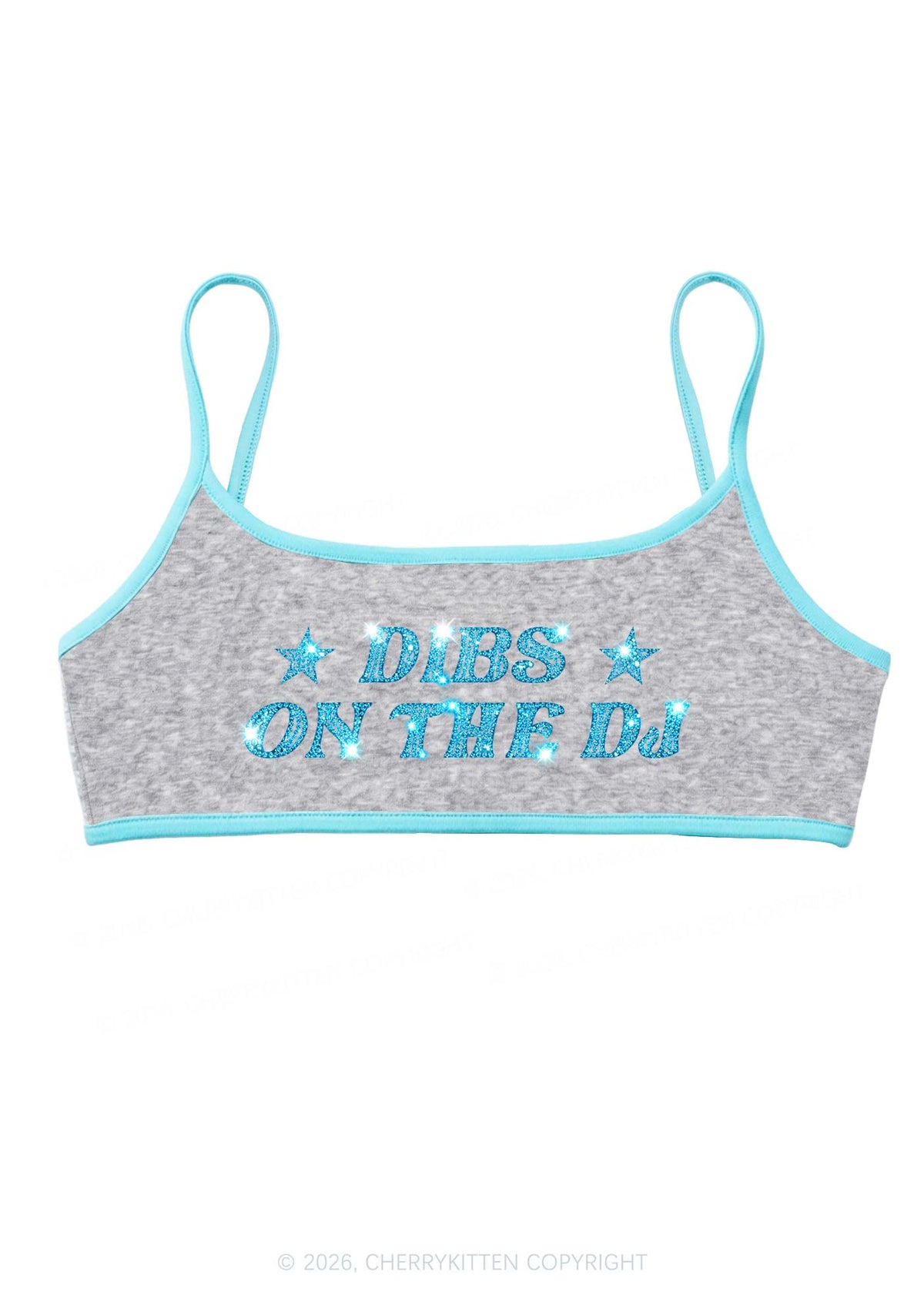 Rhinestone Dibs On The Dj Y2K Super Crop Cami Cherrykitten