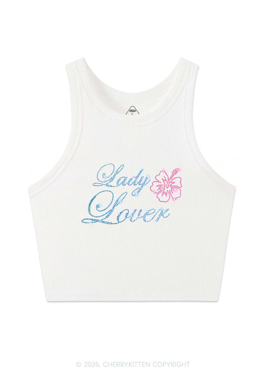 Rhinestone Lady Lover Pride Y2K Crop Tank Top Cherrykitten