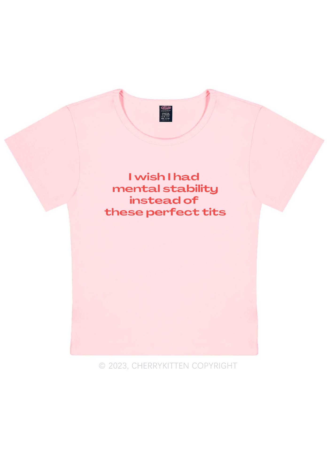 Mental Stability Y2K Baby Tee Cherrykitten