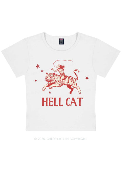 Cowgirl Hell Cat Y2K Baby Tee Cherrykitten
