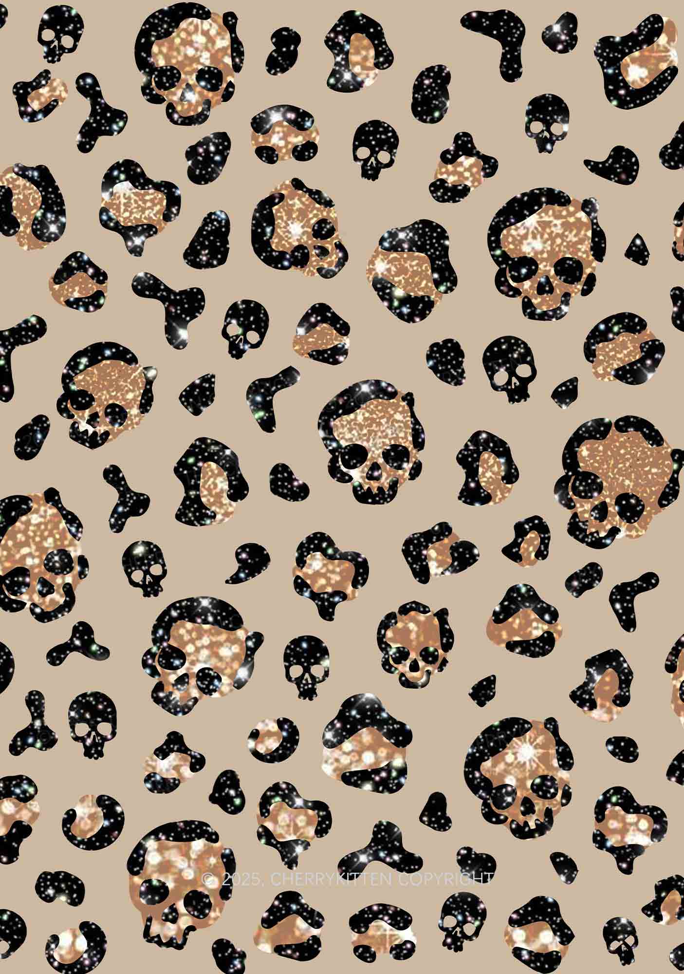 Halloween Leopard Sparkly Skull Y2K Print Cami Crop Top Cherrykitten