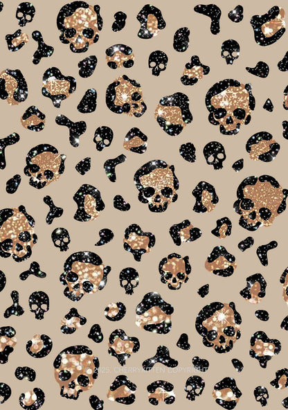 Halloween Leopard Sparkly Skull Y2K Print Cami Crop Top Cherrykitten