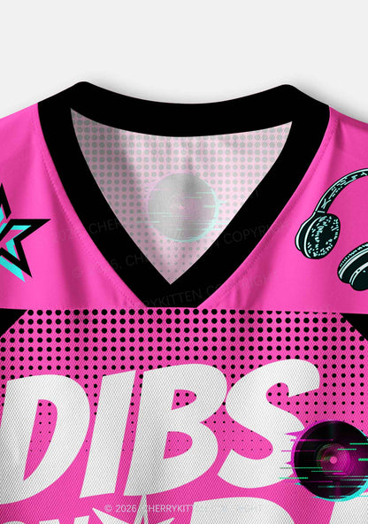 Hot Pink Dibs On The DJ Y2K Crop Sport Jersey Shirts Cherrykitten