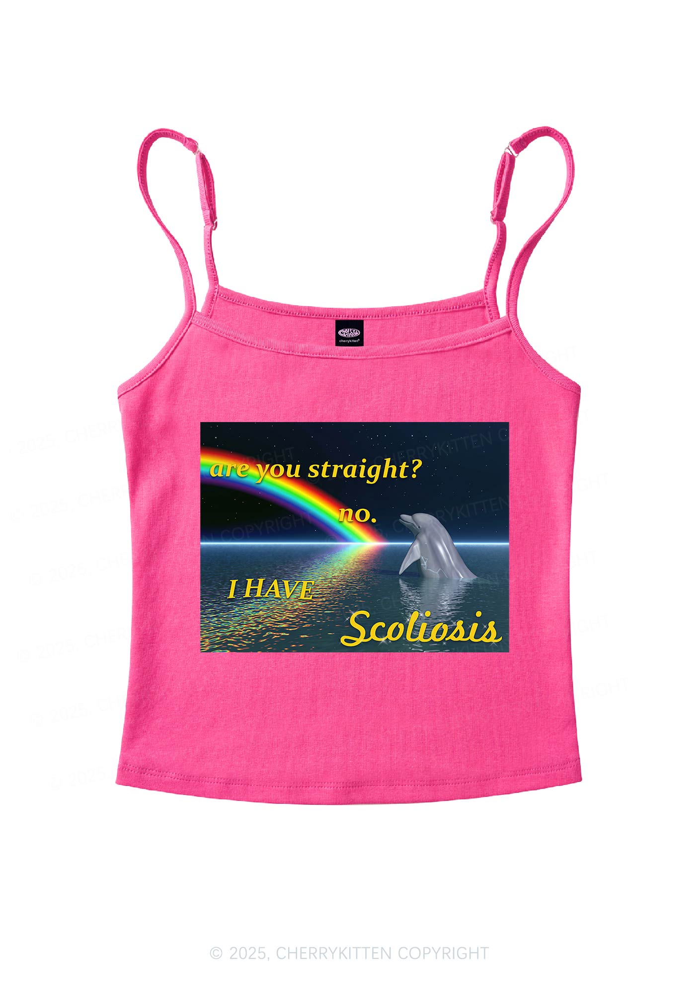 I Have Scoliosis Pride Y2K Spaghetti Strap Cami Cherrykitten
