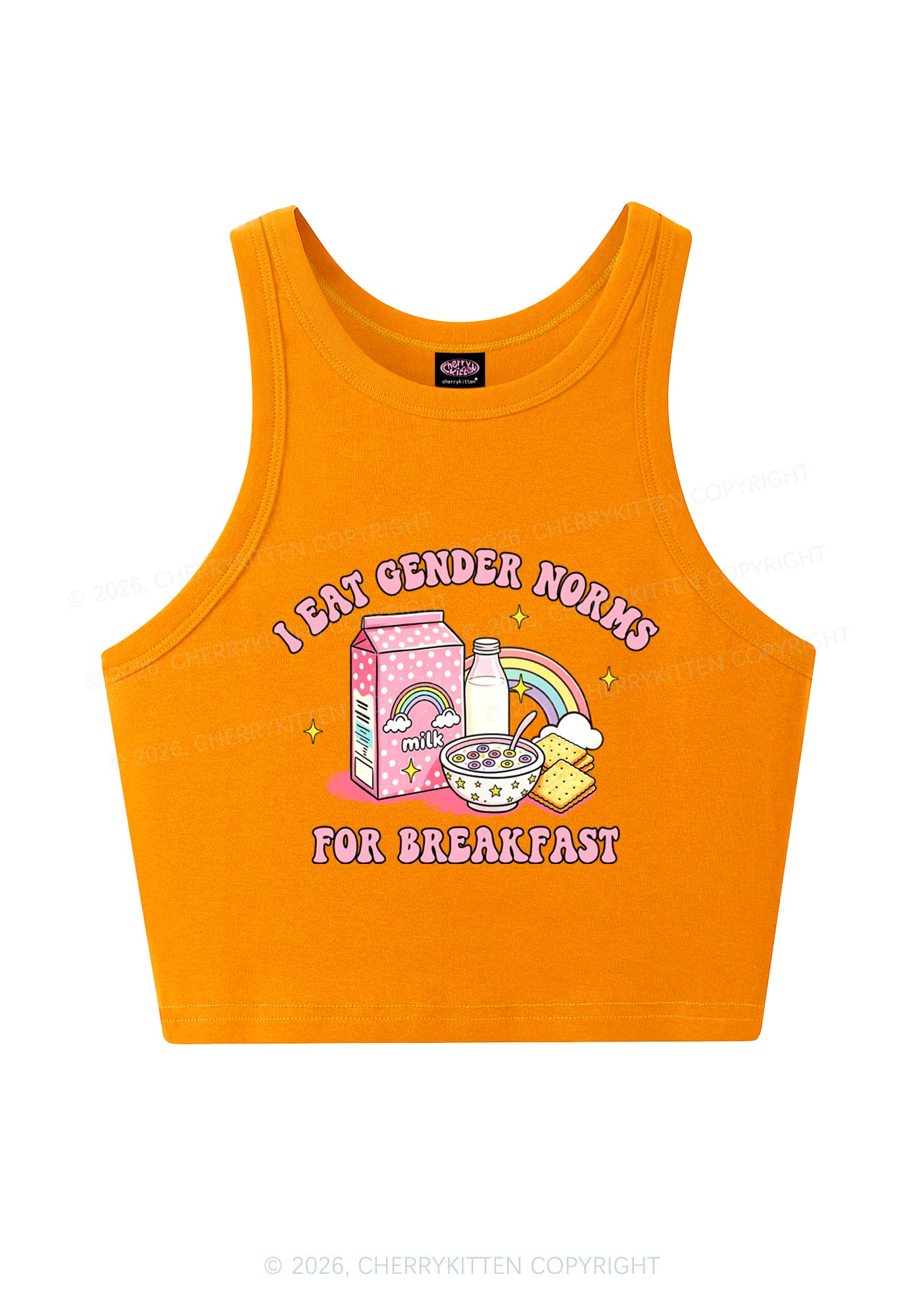 I Eat Gender Norms For Breakfast Pride Y2K Crop Tank Top Cherrykitten