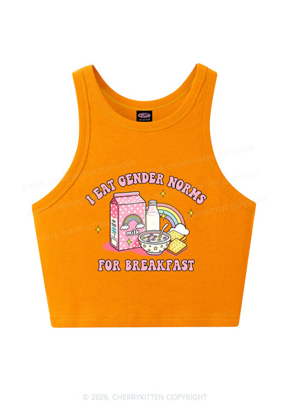 I Eat Gender Norms For Breakfast Pride Y2K Crop Tank Top Cherrykitten