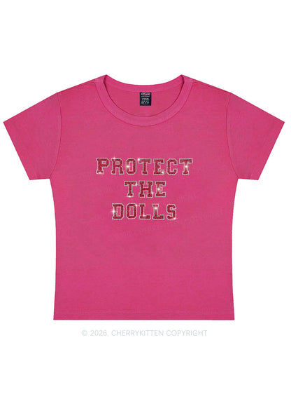 Rhinestone Protect The Dolls Pride Y2K Baby Tee Cherrykitten