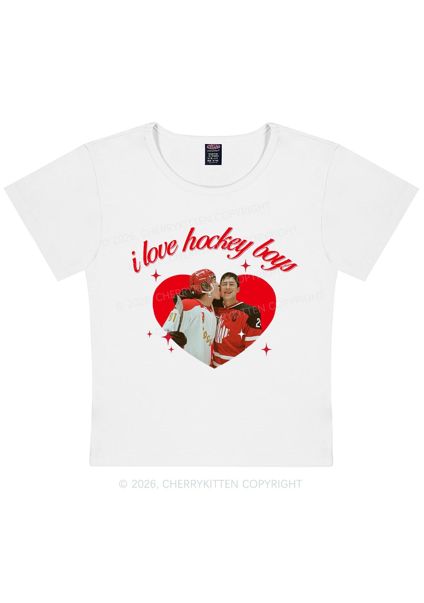 I Love Hockey Boys HR Y2K Baby Tee Cherrykitten