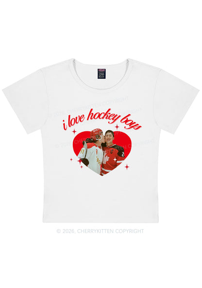 I Love Hockey Boys HR Y2K Baby Tee Cherrykitten