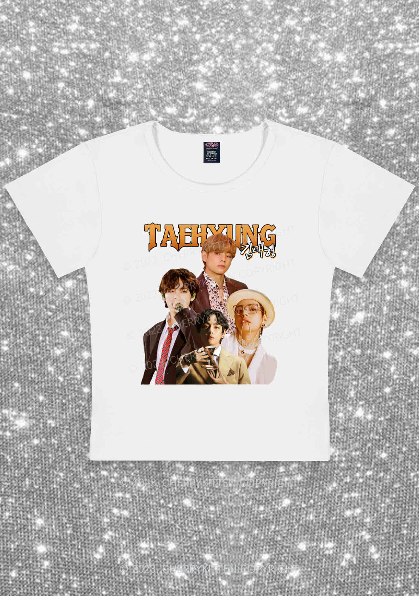 Korean Singer Taehyung Kpop Y2K Baby Tee Cherrykitten