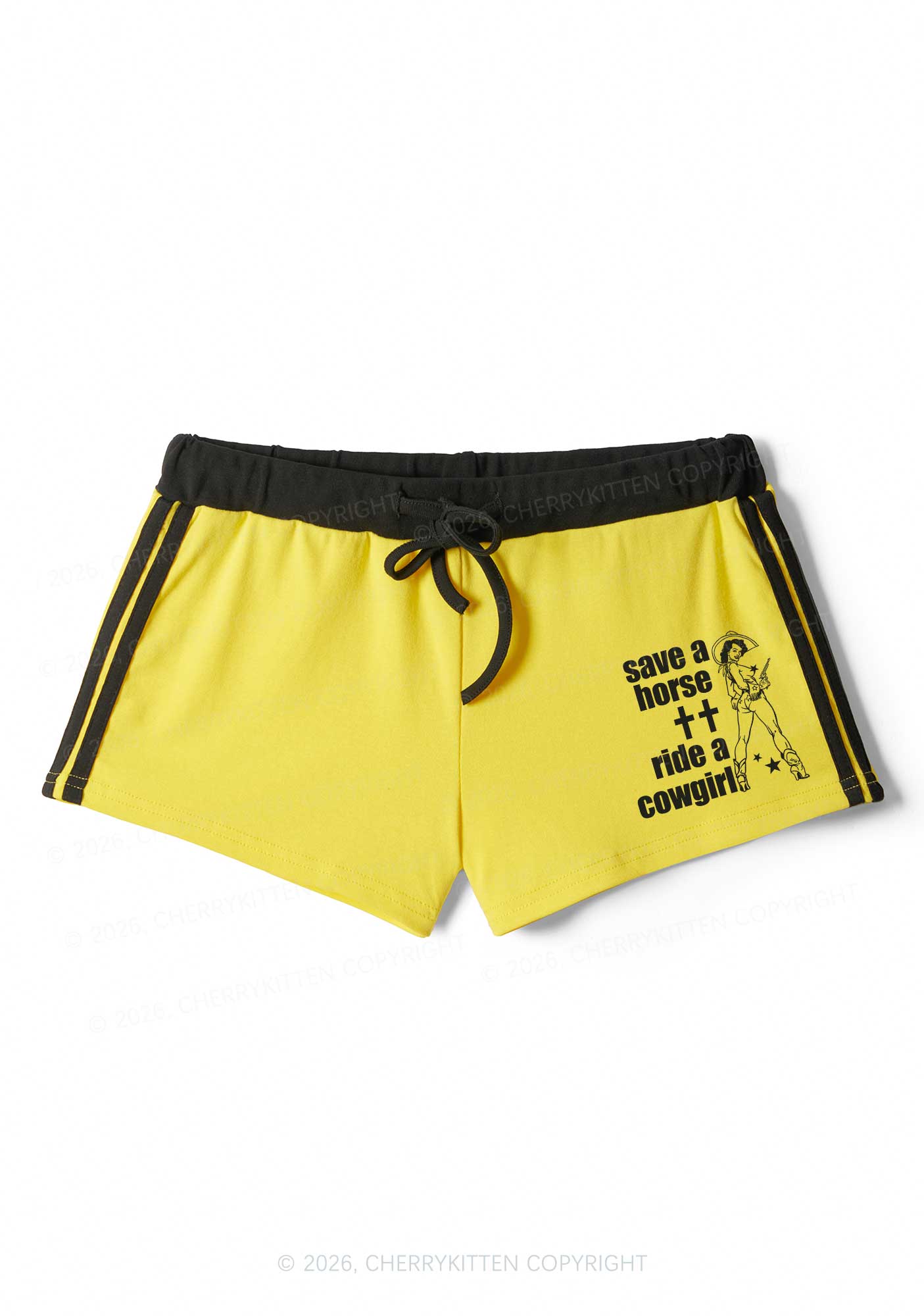 Save Horse Ride Cowgirl Pride Y2K Drawstring Mini Shorts Cherrykitten