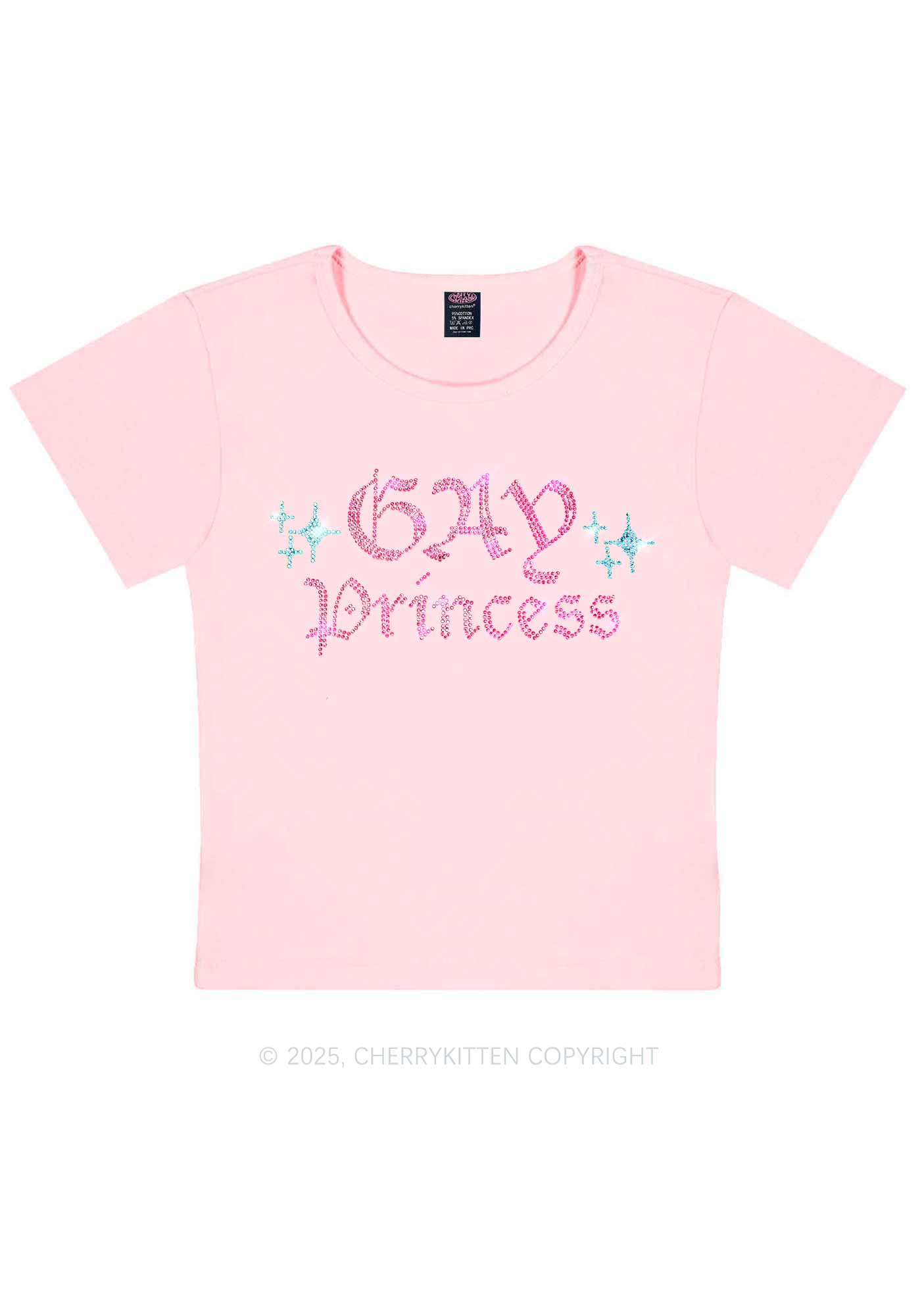 Rhinestone Gay Princess Y2K Baby Tee Cherrykitten