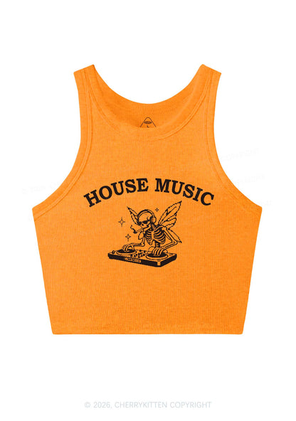 House Music Skeleton Y2K Crop Tank Top Cherrykitten