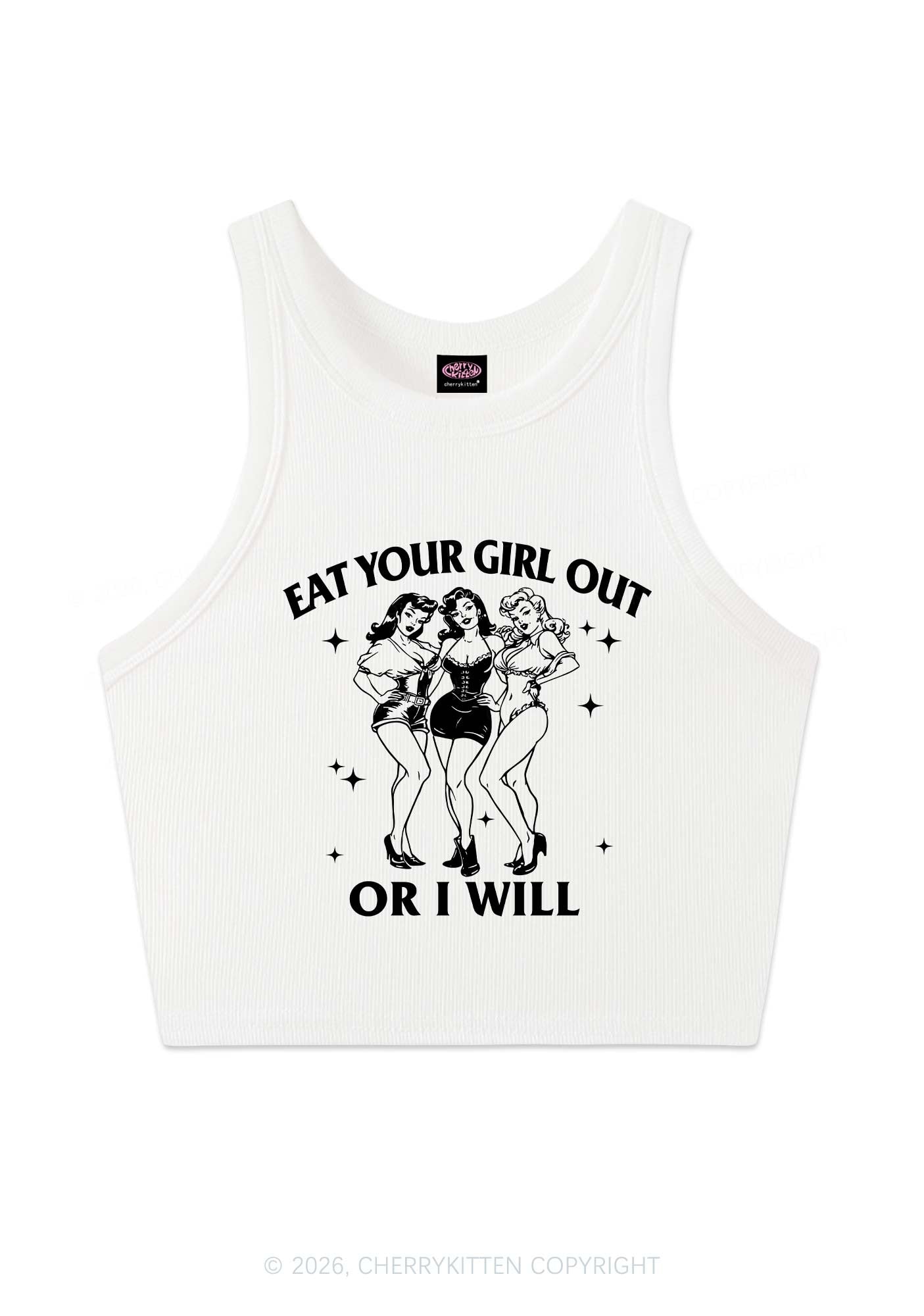 Eat Your Cowgirls Out Pride Y2K Crop Tank Top Cherrykitten