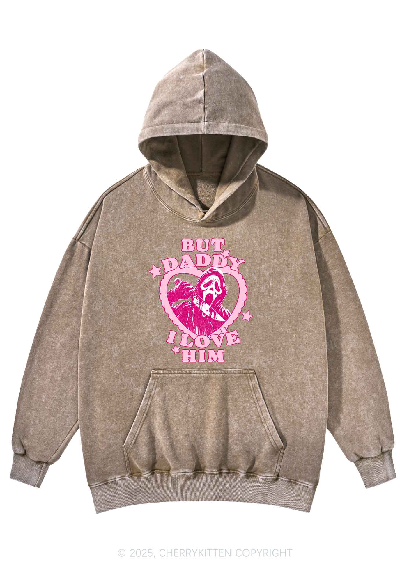 Halloween Daddy Love Horror Y2K Washed Hoodie Cherrykitten