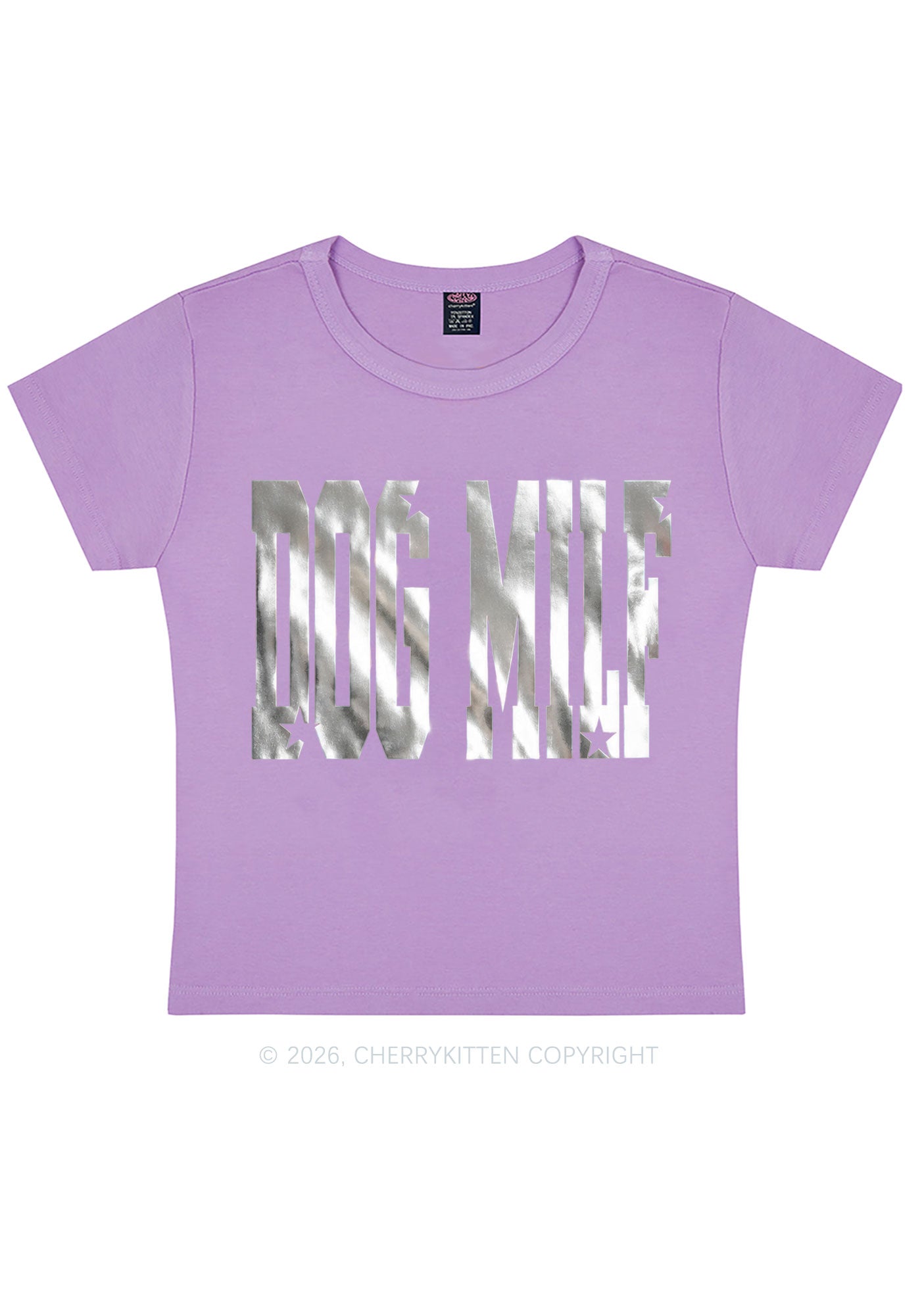 Dog Mxxf Silver Foil Printed Y2K Baby Tee Cherrykitten