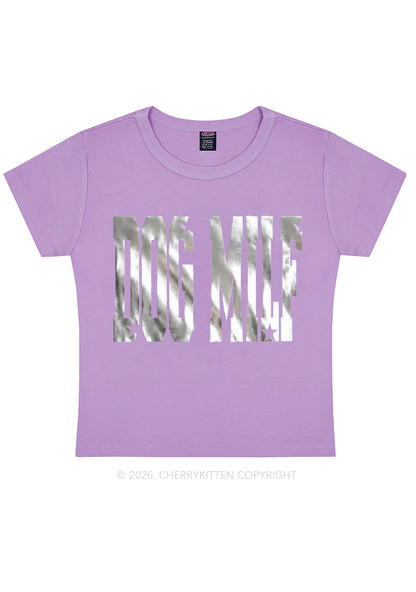Dog Mxxf Silver Foil Printed Y2K Baby Tee Cherrykitten