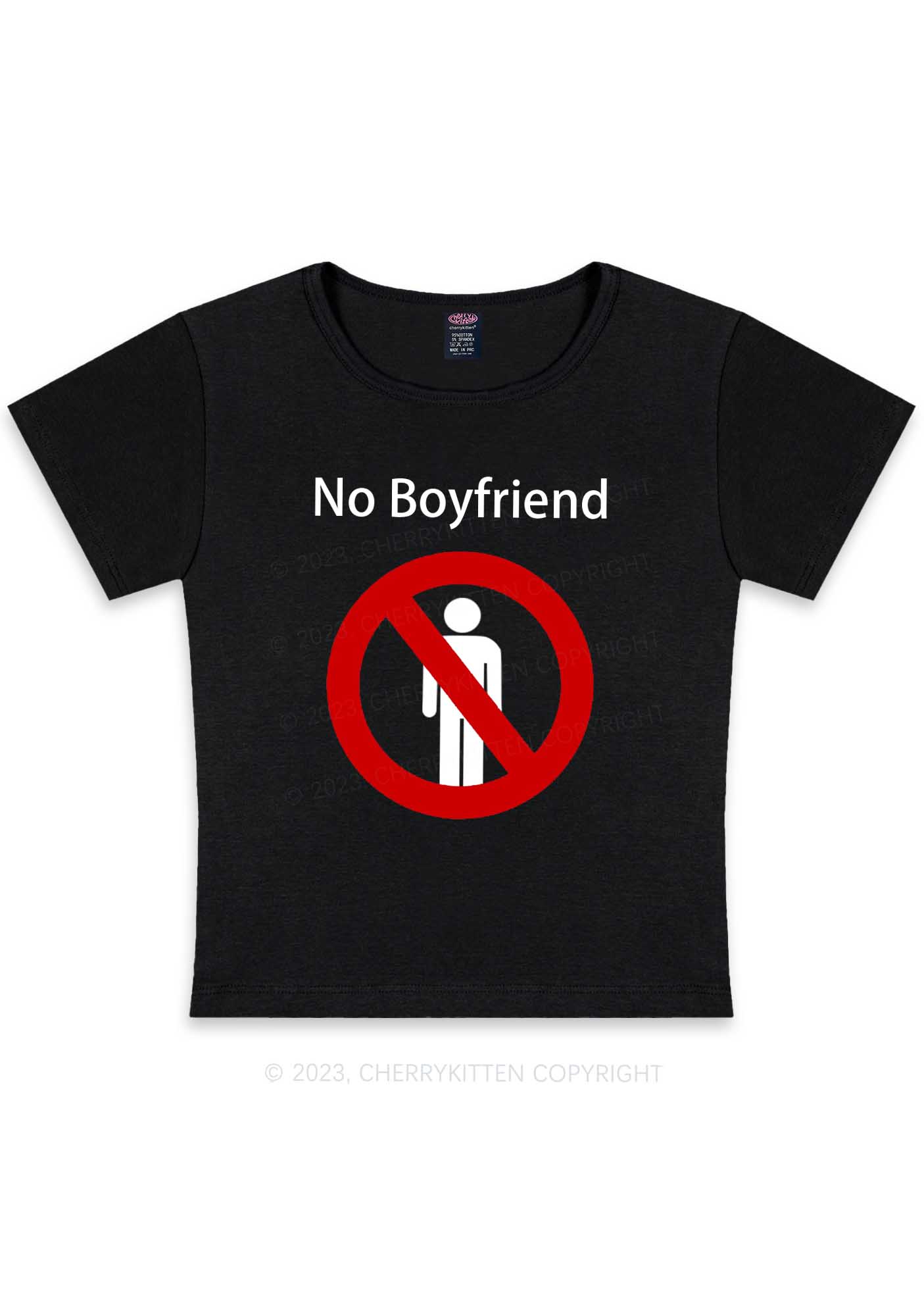 No Boyfriend Y2K Baby Tee Cherrykitten
