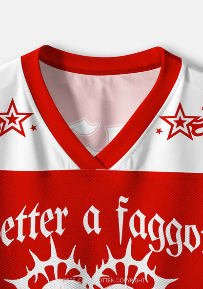 Better Faggot Than Fascist Skull Pride Y2K Crop Sport Jersey Shirts Cherrykitten
