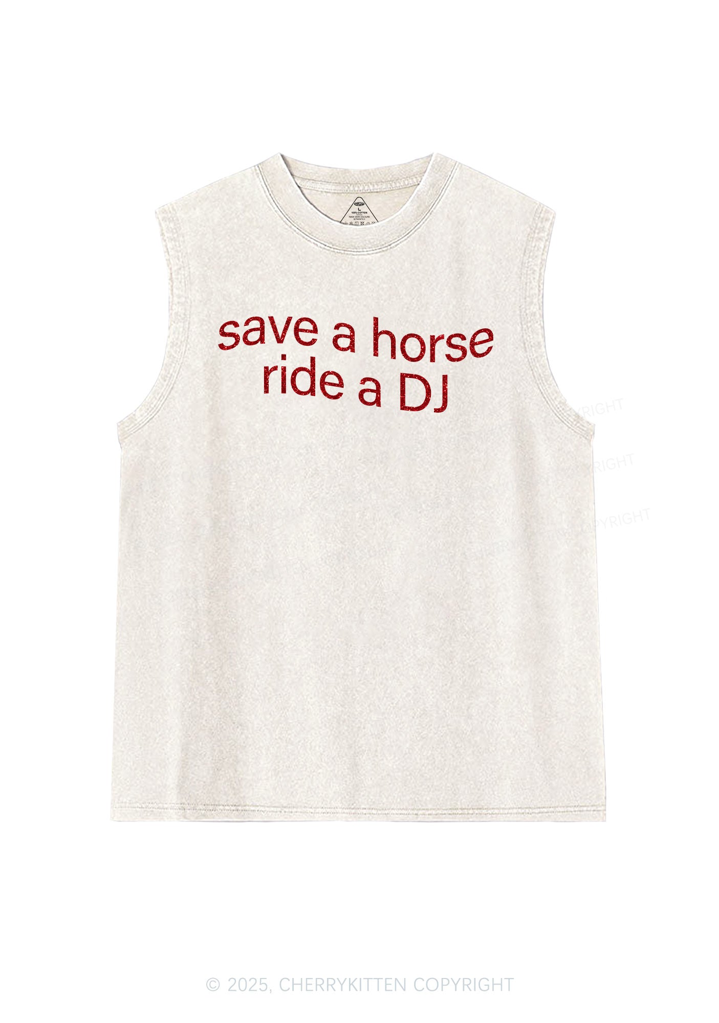Glitter Ride A DJ Y2K Washed Muscle Tank Cherrykitten